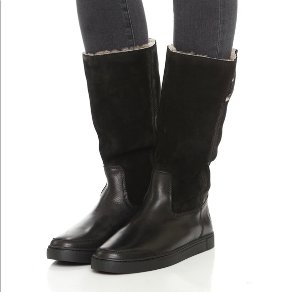 Frye Shoes - Frye Womens Black Gemma Tall Shearling